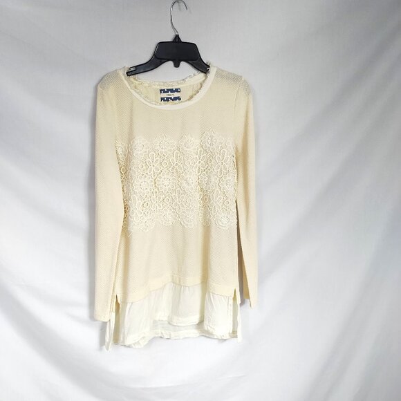 Comme Toi... Women's Cream Lace Long Sleeved Blouse Size S - Picture 1 of 11